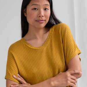 Senapsgul topp i tencel